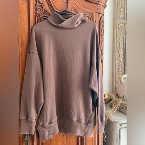 Aerie Chocolate Brown Knit Mockneck Top
